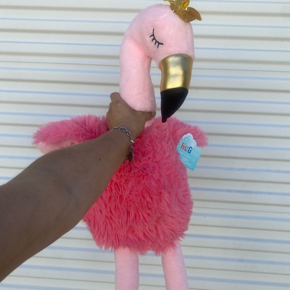 Pink Flamingo Plush Toy with Gold Crown
